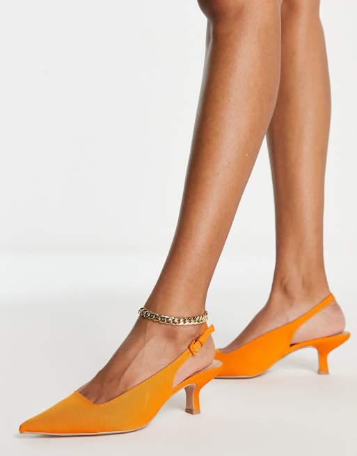 Orange low heels sale