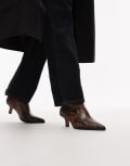 [Other Stories] & Other Stories leather pointed toe ankle boots in brown reptile snake print-Multi 41 MULTI