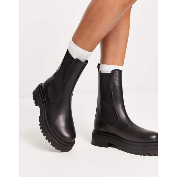 Womens black chunky on sale boots