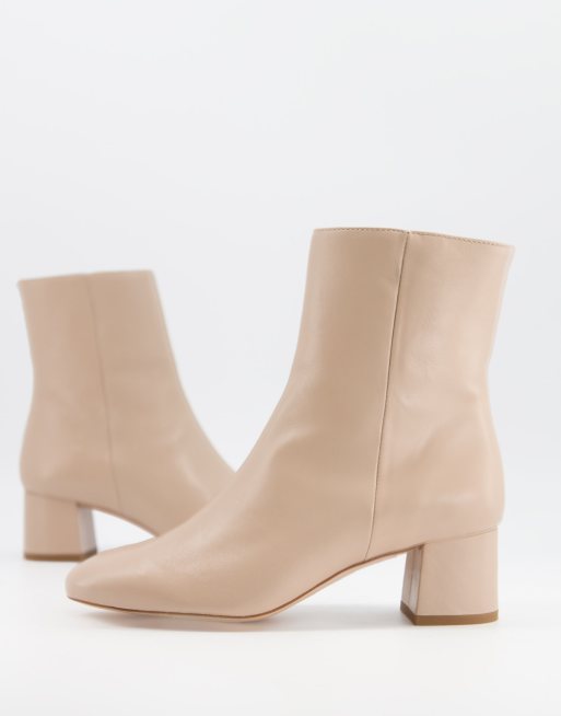 Beige low sale heel booties