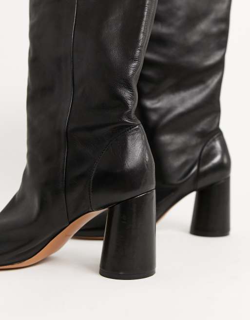 Black round toe store knee high boots