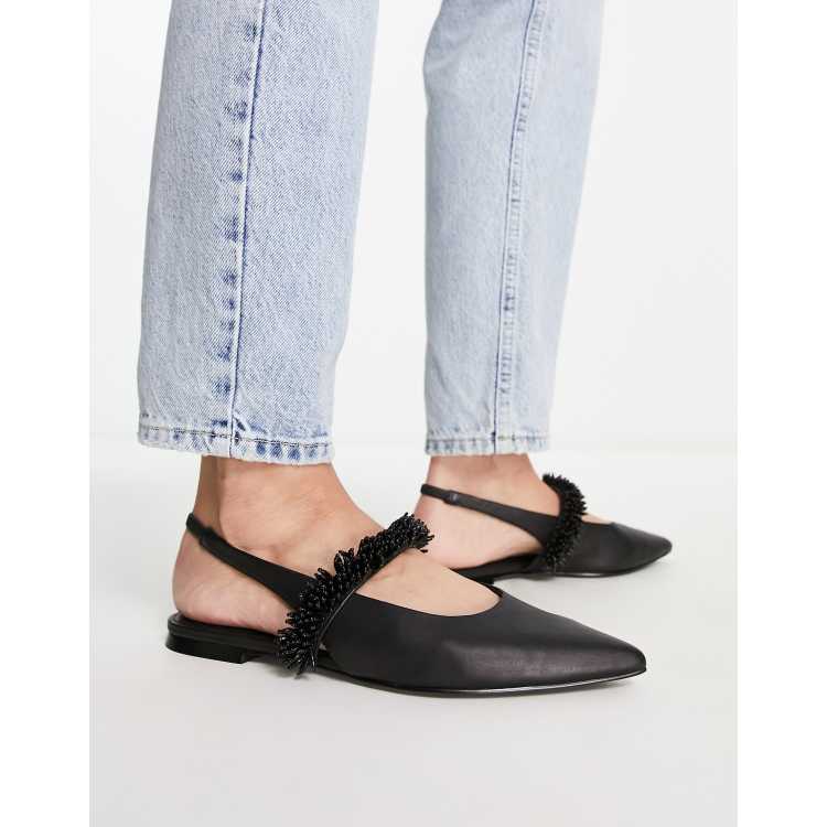 Black beaded sale flats