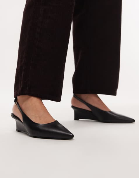 & Other Stories leather slingback wedge pump heel in black - view 1