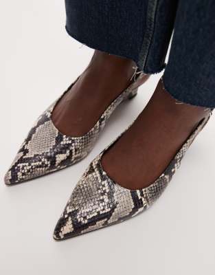 & Other Stories Leather Slingback Wedge Pump Heels In Gray