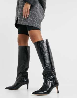 mock croc knee high boots