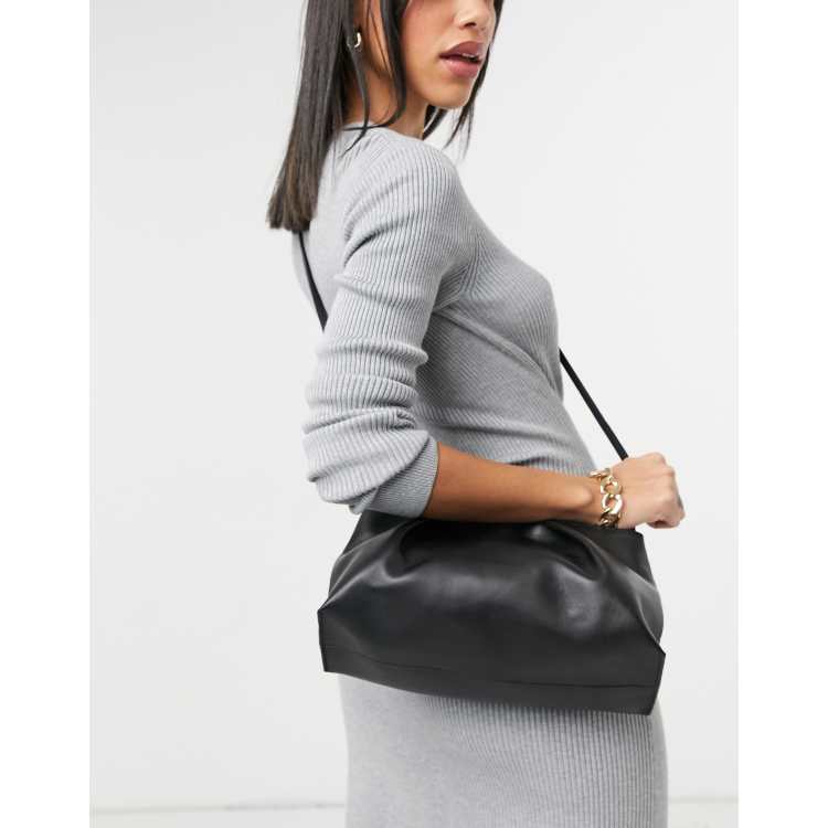  Other Stories Small Crescent Leather Bag in Black