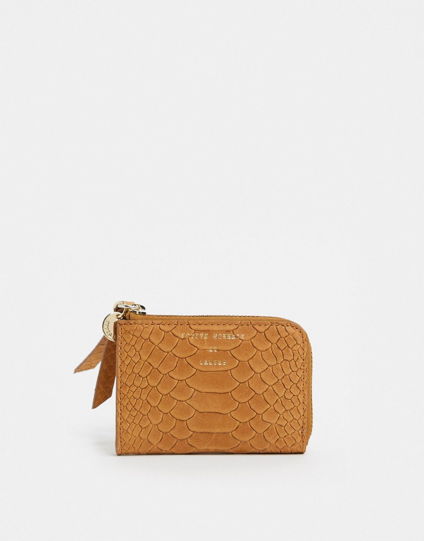 & Other Stories leather snake-effect embossed wallet in camel-Tan