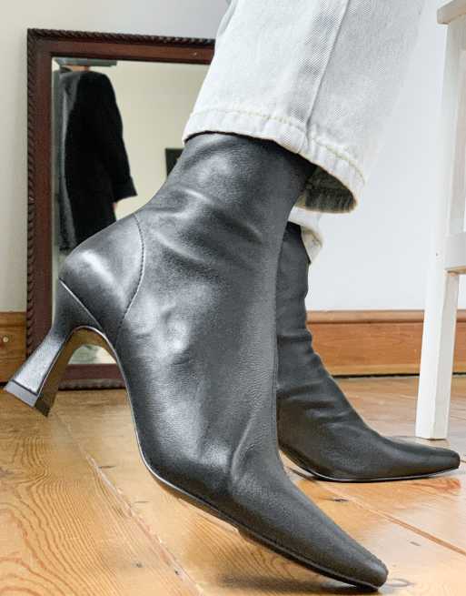 Black leather hot sale sock booties