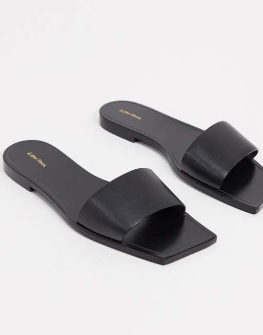 square toe sandal / black