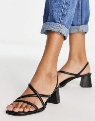 Other Stories Leather Strappy Heeled Sandals In Black ModeSens