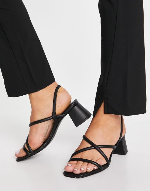 Other Stories leather strappy heeled sandals in black