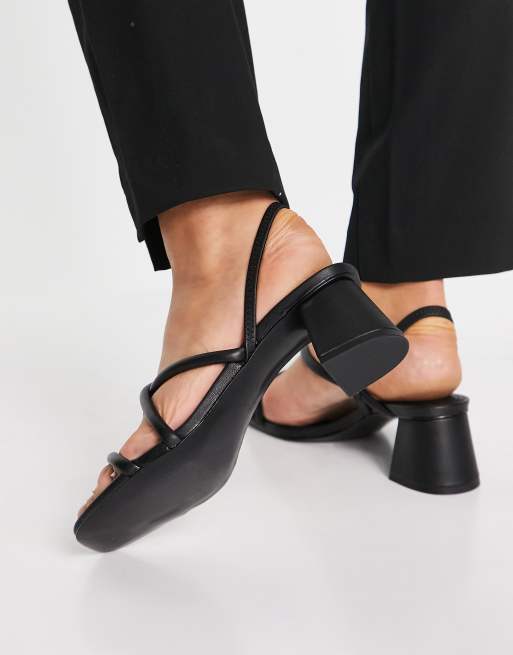 & Other Stories leather strappy heeled sandals in black
