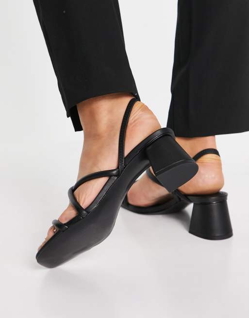 Other Stories leather strappy heeled sandals in black