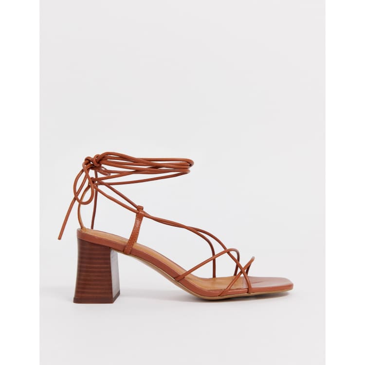 Cognac strappy heels best sale