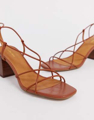 cognac lace up sandals