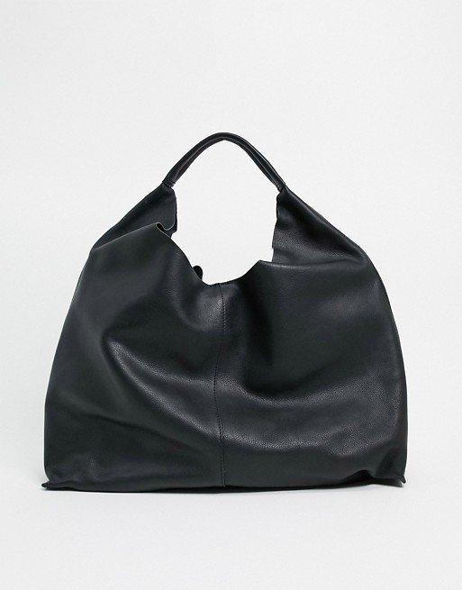 & Other Stories leather tote bag in black