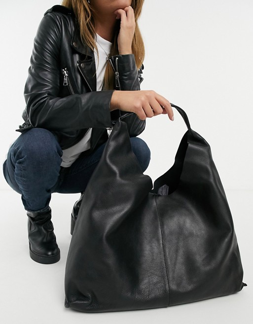 & Other Stories leather tote bag in black
