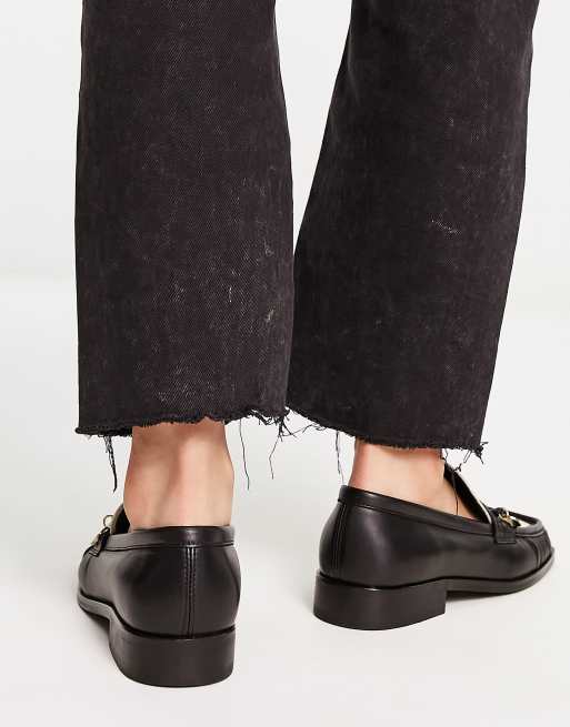 & Other Stories leather two tone loafer shoes in black and cream