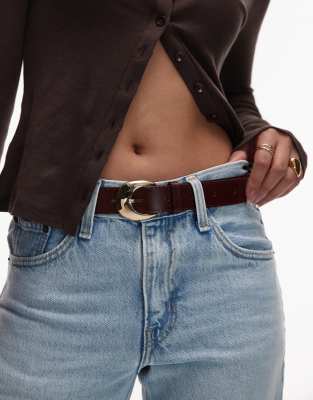 & Other Stories Leather Waist Belt In Burgundy