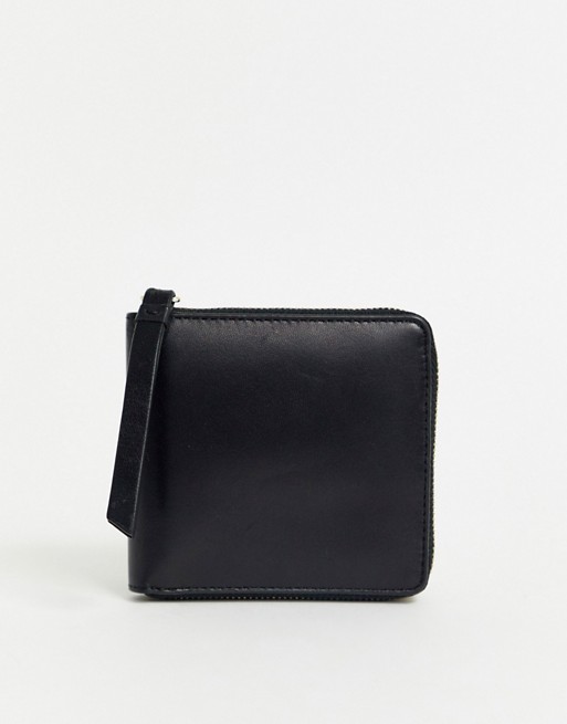 & Other Stories leather zip around purse in black