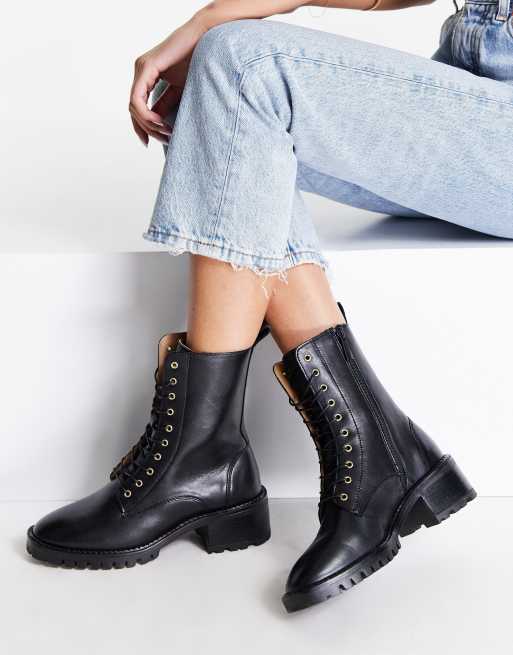 & Other Stories – Lederstiefel zum Schnüren in Schwarz mit niedrigem Absatz, 4 von 4