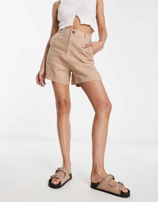 & Other Stories - Leinen-Shorts in Beige mit hohem Bund-Neutral