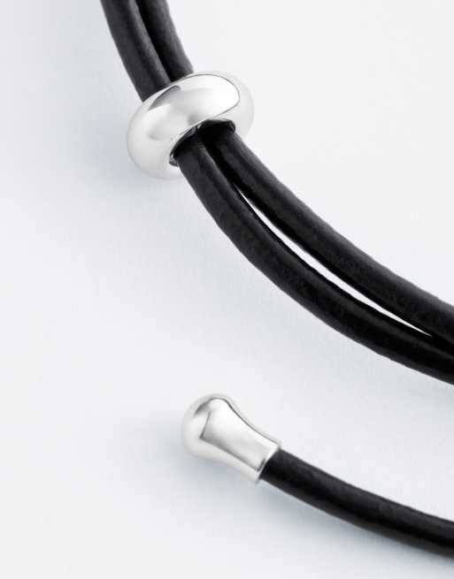 & Other Stories - Leren ketting met schelphanger in zilver, 4 van 4