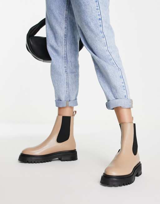 & Other Stories - Leren laarzen met dikke zool in beige
