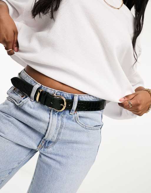 & Other Stories - Leren riem met krokodillentextuur in groen