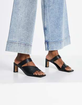 \u0026 Other Stories - Leren sandalen met hak in zwart | ASOS