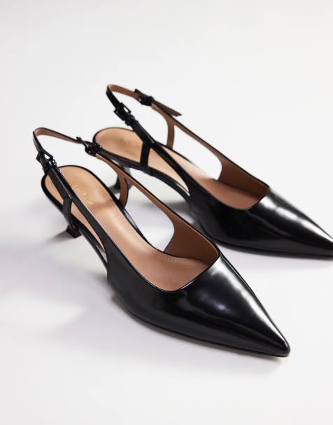 & Other Stories - Leren slingback pumps met hak en puntige neus in zwart - view 1