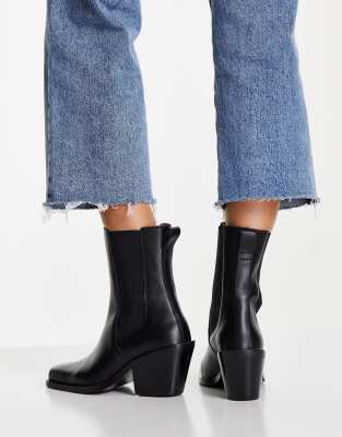 \u0026 Other Stories - Leren western laarzen met vierkante neus in zwart | ASOS