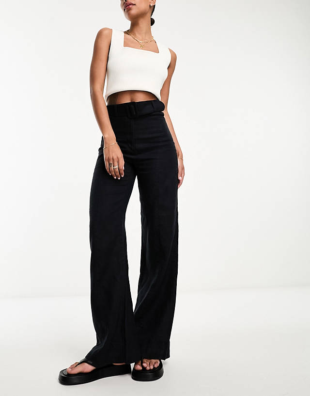 & Other Stories - linen belted trousers in black