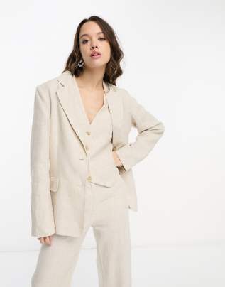  & Other Stories linen blazer in beige