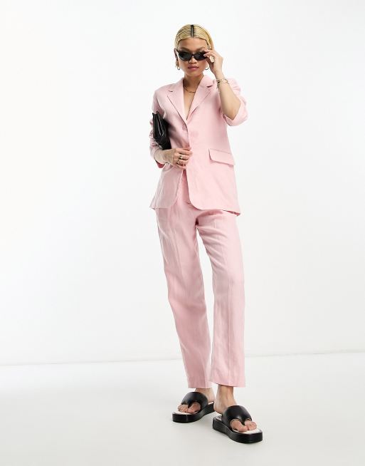 & Other Stories linen blazer in pink (part of a set), 3 of 4