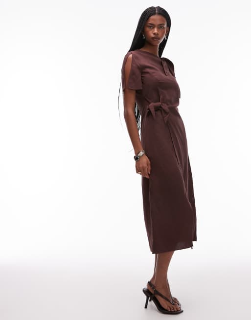 & other stories linen midi wrap dress How to Wear & Other Stories' Puff Sleeve Linen Midi Dress