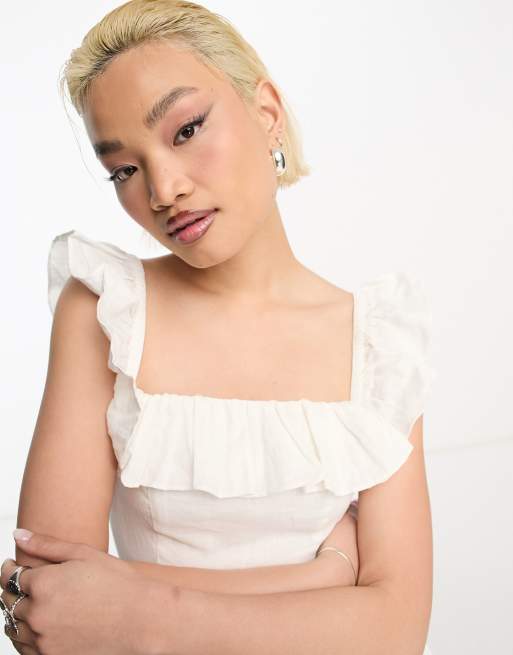 &other stroies ドレス & Other Stories linen blend frill detail midaxi dress in