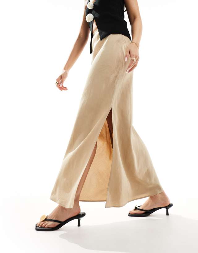 & Other Stories - linen blend maxi skirt in beige