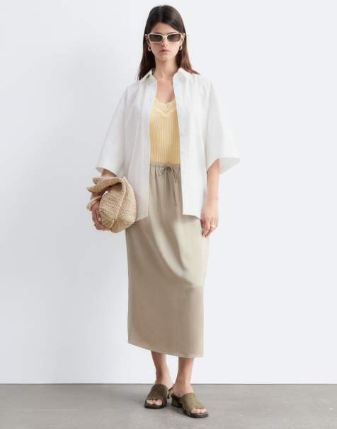 & Other Stories linen blend maxi skirt in beige - view 1