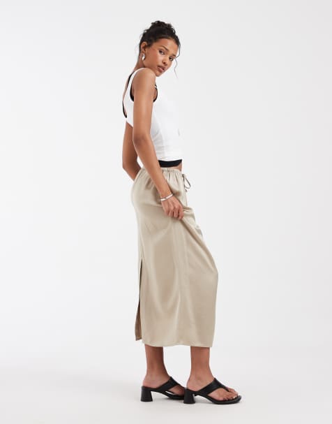 & Other Stories linen blend maxi skirt in beige