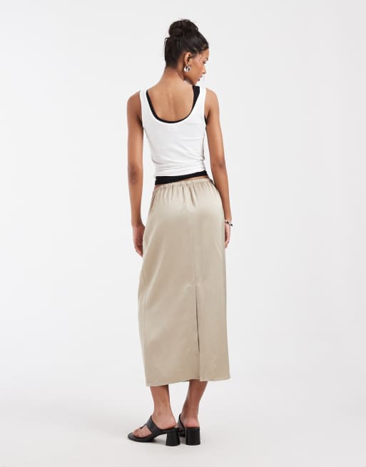 & Other Stories linen blend maxi skirt in beige, 3 of 5