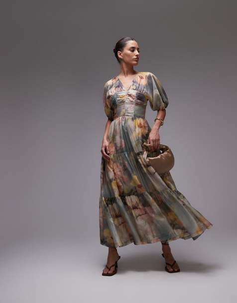 & Other Stories linen blend midi dress in floral print - view 1
