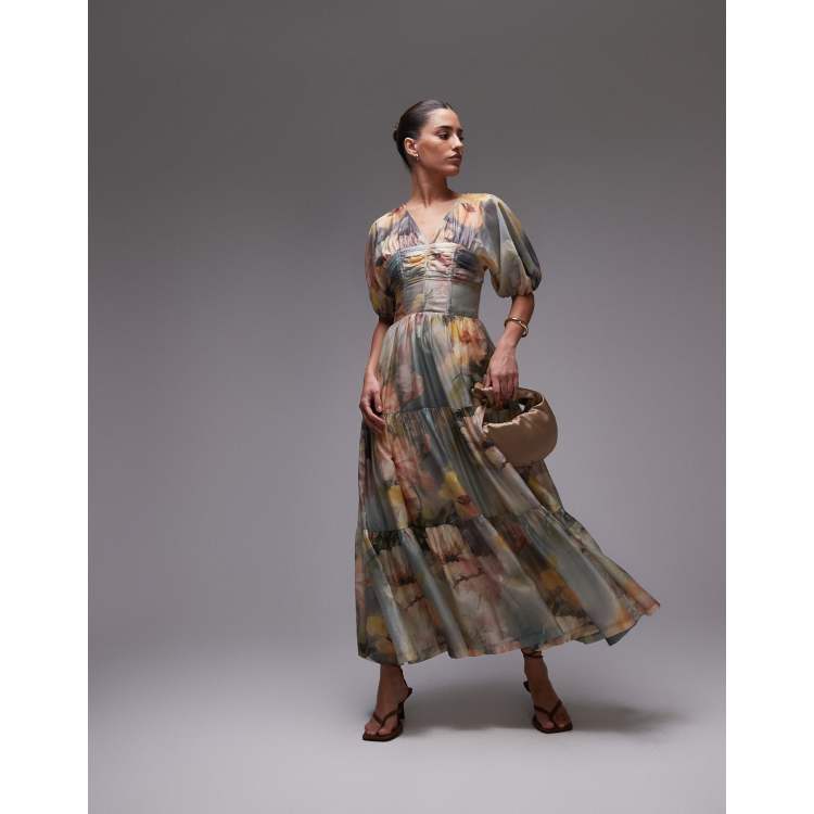 & Other Stories linen blend midi dress in floral print | ASOS
