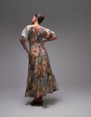 & Other Stories linen blend midi dress in floral print | ASOS
