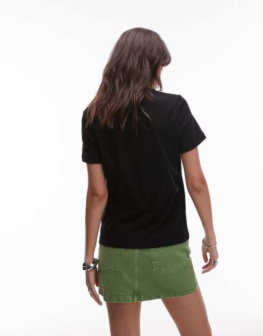 & Other Stories linen blend relaxed short sleeve t-shirt in black, 4 of 4