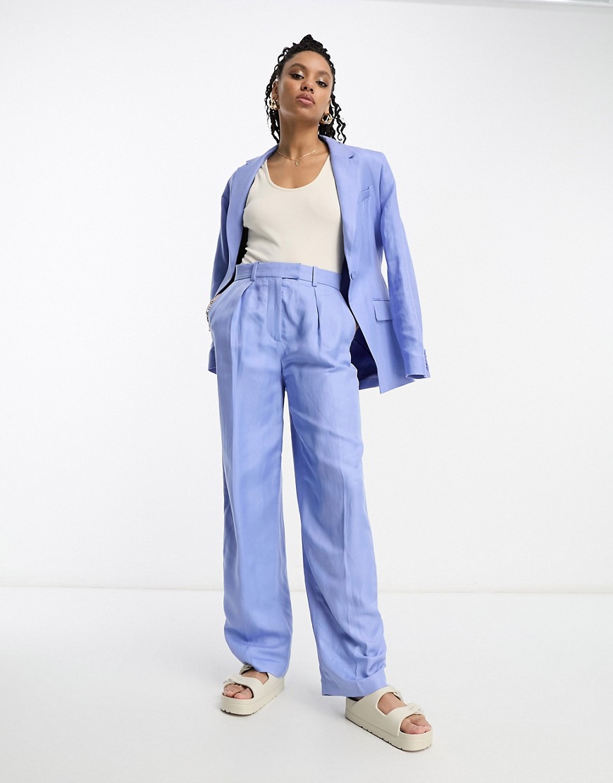 Other Stories &  Linen-blend Tailored Pants In Blue - Part Of A Set