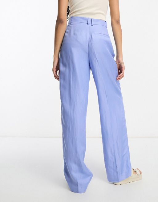 Pieces high waisted wide leg tailored pants in blue - part of a