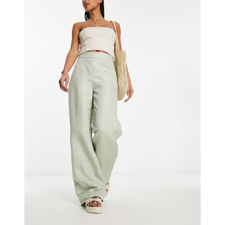 Other stories wide leg store trousers in green check