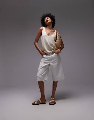 & Other Stories Linen Blend Tank Top With Low V-back In Neutral