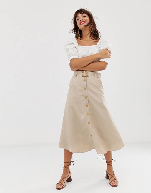 Beige shop midi skirt